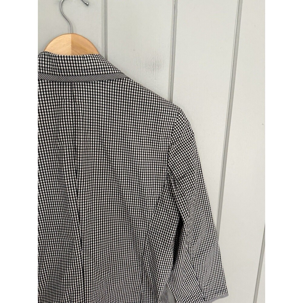 Talbots Gingham Blazer 6 Stretch Black White Cotton Poplin Sprint Summer - Picture 8 of 8
